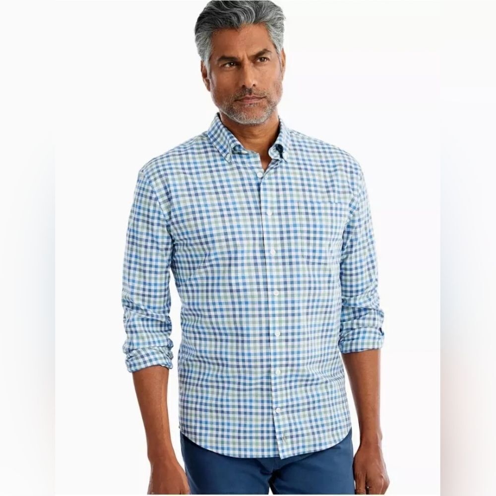 Johnnie-o Caiden Hangin' Mens Size L Out Button Down Shirt In Wake